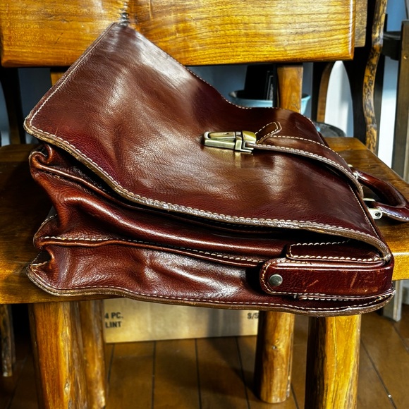 Floto vintage brown leather briefcase; handmade in Italy - Picture 5 of 10